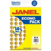 Etiquetas Adhesivas Janel Econopack Fluorescente Redonda 00x19mm Color Oro Sobre C/560