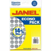 Etiquetas Adhesivas Janel Econopack Fluorescente Redonda 00x19mm Color Plata Sobre C/560