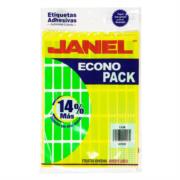 Etiquetas Adhesivas Janel Econopack Fluorescente 13x38mm Color Verde Sobre C/400