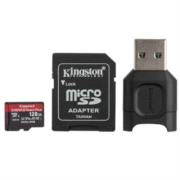 Tarjeta Kingston MicroSD Canvas React Plus 128GB micSDXC React+ SDCR2 285R UHS-II w/ADP+MLPM Reader