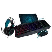 Kit Gaming Vortred Fully Armed 4 en 1 Teclado/Audífonos/Mouse/Mouse Pad Color Negro
