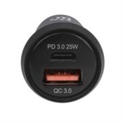 Mini Cargador USB Manhattan Auto PD 2 Puertos USB-C/USB-A 25W Color Negro
