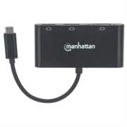 Convertidor Manhattan Video USB-C a HDMI/DP/SVGA Color Negro