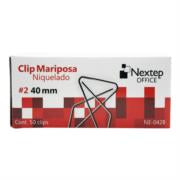 Clip Mariposa Nextep Niquelado #2 40mm 50 Clips