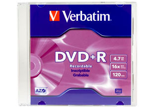 DVD+R Verbatim 4.7GB 16X Single Slim Case