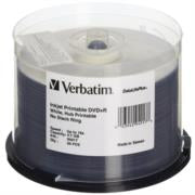 DVD+R Verbatim 4.7GB 16X DataLifePlus Blanco Imprimible con Inyección de Tinta Hub Imprimible Torre C/50 Pzas
