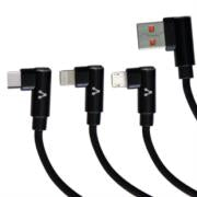 Cable Vorago CAB-308 3 en 1 Micro USB/8 Pines/USB-C 2.4A Color Negro
